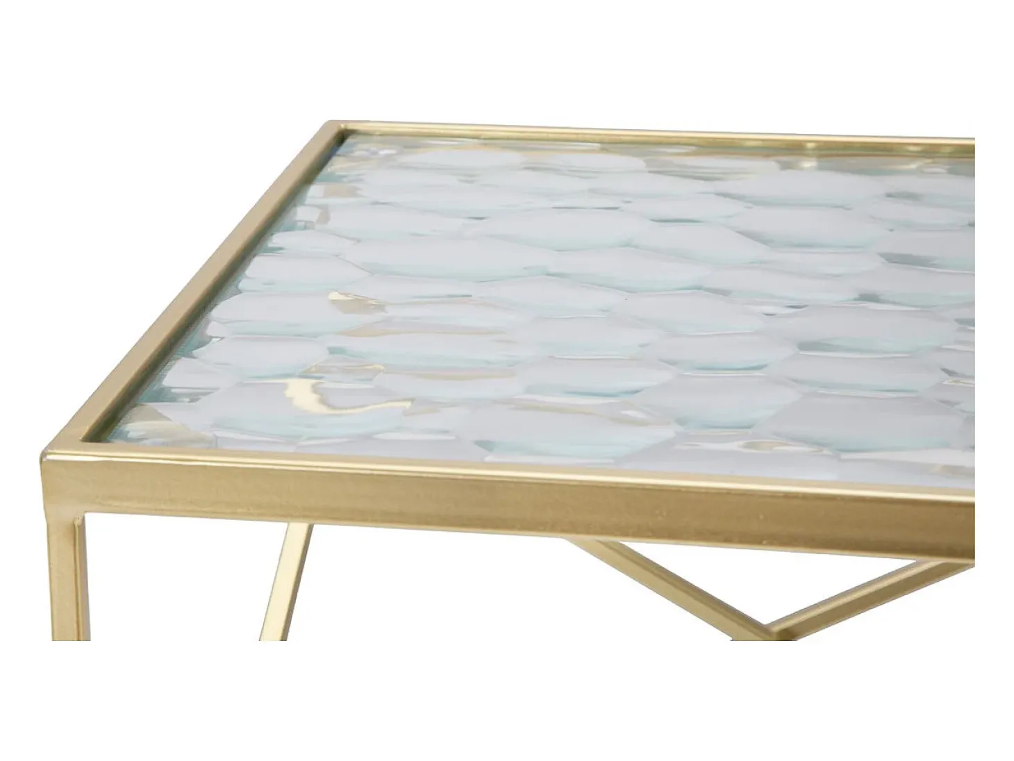 Conjunto de Mesitas Auxiliares VKH565, Oro, 31,5x31,5x68 cm, Kendra Home