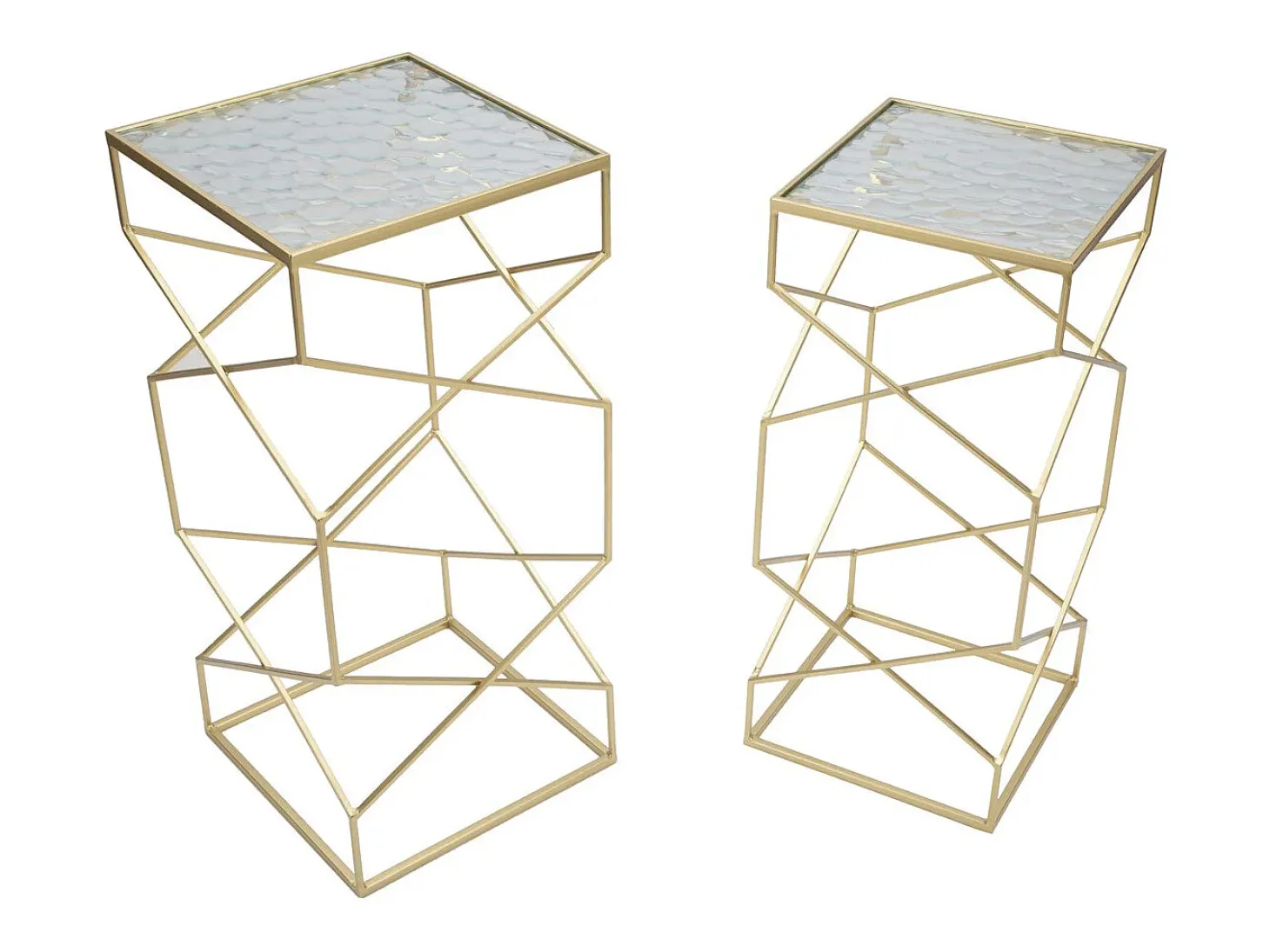 Conjunto de Mesitas Auxiliares VKH565, Oro, 31,5x31,5x68 cm, Kendra Home