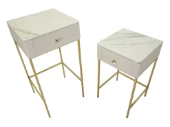 Conjunto de Mesitas Auxiliares VKH771, Beige, 45x45x90 cm, Kendra Home