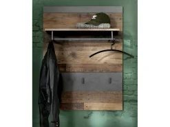 Conjunto de mueble de entrada de 4 piezas en roble oscuro y melamina gris Orcel