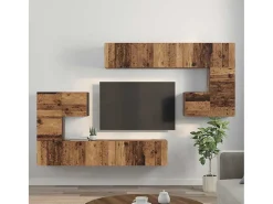 Conjunto de mueble de TV de 8 piezas Madera antigua Mediano 30,5 x 30 x 30 cm