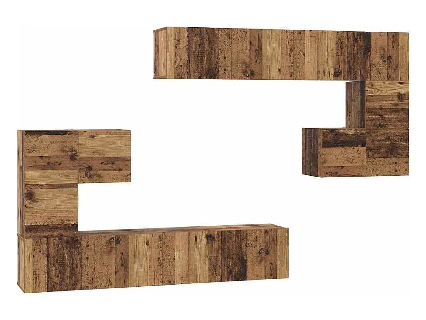 Conjunto de mueble de TV de 8 piezas Madera antigua Mediano 30,5 x 30 x 30 cm