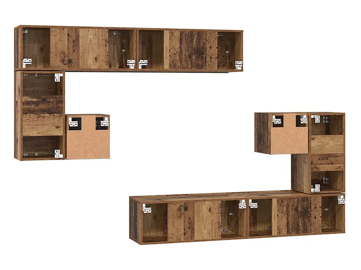 Conjunto de mueble de TV de 8 piezas Madera antigua Mediano 30,5 x 30 x 30 cm