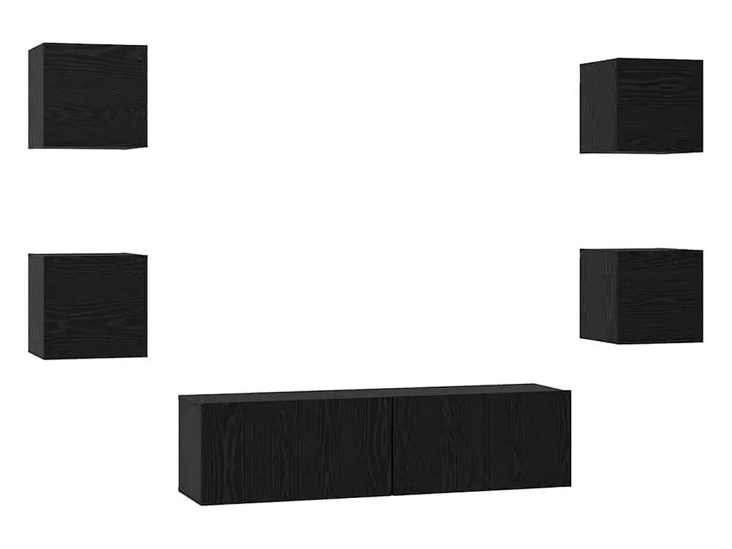 Conjunto de mueble de TV de 6 piezas Roble negro Medio 120 x 30 x 30 cm