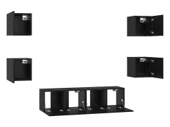 Conjunto de mueble de TV de 6 piezas Roble negro Medio 120 x 30 x 30 cm