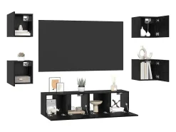 Conjunto de mueble de TV de 6 piezas Roble negro Medio 120 x 30 x 30 cm