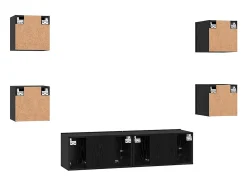Conjunto de mueble de TV de 6 piezas Roble negro Medio 120 x 30 x 30 cm
