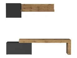 Conjunto de mueble de TV Chronos para salón, color antracita mate y roble, 180/260 x 40 cm