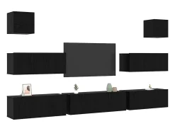 Conjunto de mueble de TV de 7 piezas Roble negro 100 x 30 x 30 cm