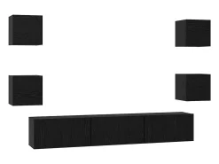 Conjunto de mueble de TV de 7 piezas Roble negro Mediano 180 x 30 x 30 cm