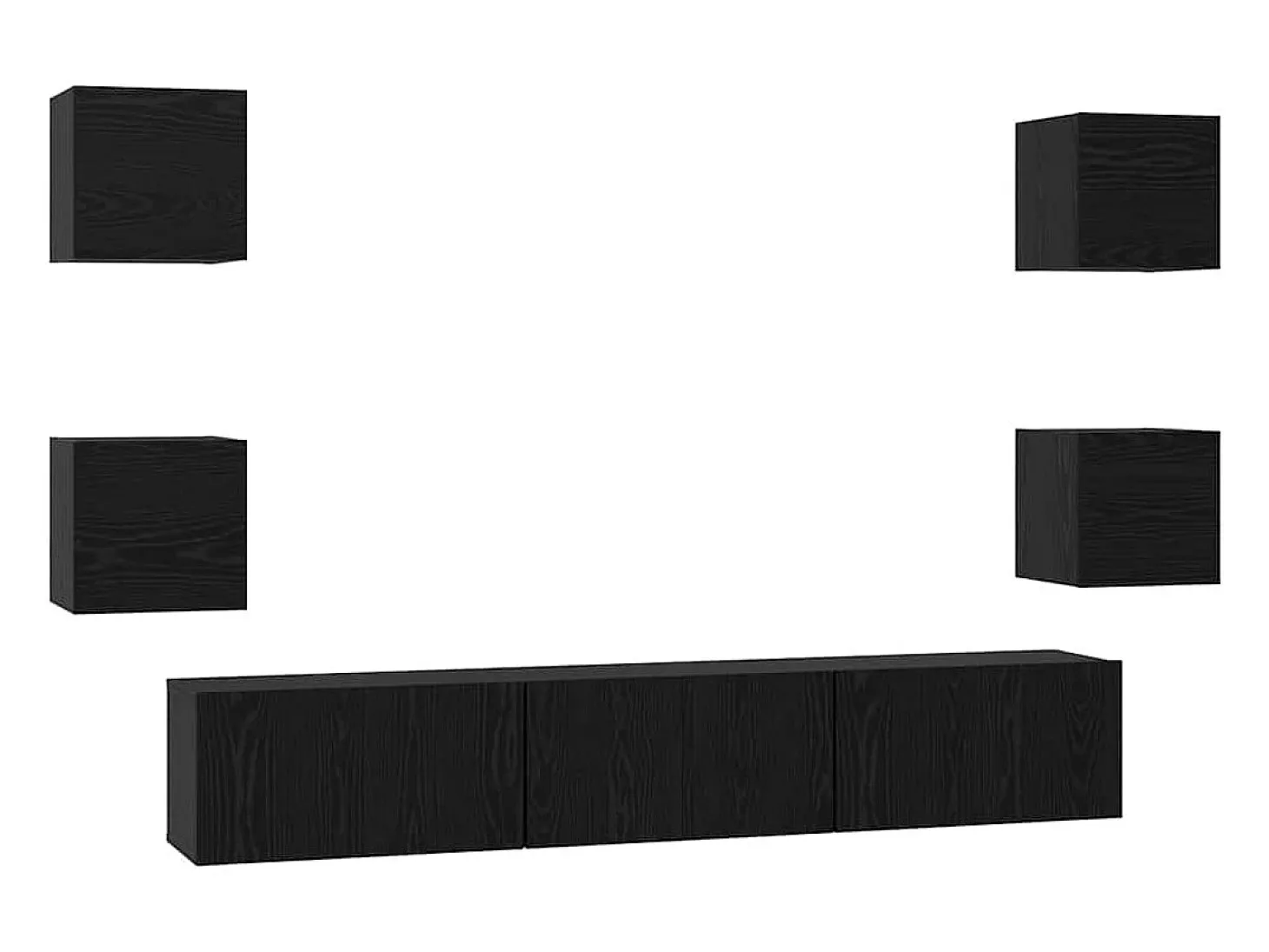 Conjunto de mueble de TV de 7 piezas Roble negro Mediano 180 x 30 x 30 cm