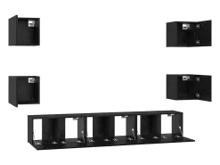 Conjunto de mueble de TV de 7 piezas Roble negro Mediano 180 x 30 x 30 cm