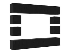 Conjunto de mueble de TV de 8 piezas Roble negro 100 x 30 x 30 cm