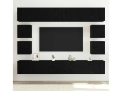 Conjunto de mueble de TV de 8 piezas Roble negro 100 x 30 x 30 cm