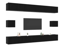 Conjunto de mueble de TV de 8 piezas Roble negro 100 x 30 x 30 cm