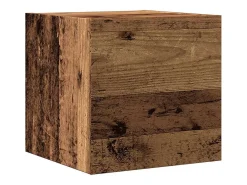 Conjunto de mueble de TV de pared de 7 piezas, madera envejecida, madera de ingeniería