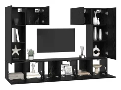 Conjunto de mueble de TV de 7 piezas Roble negro 180 x 30 x 120 cm