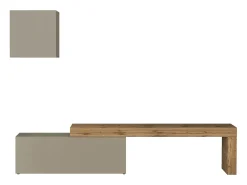 Conjunto de mueble de TV Chronos en topo mate y roble 180/290x40 cm