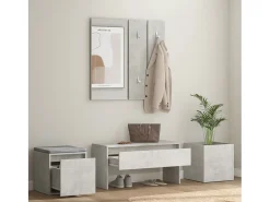 Conjunto de muebles de pasillo de madera de ingeniería de hormigón gris