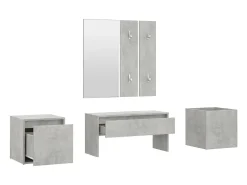 Conjunto de muebles de pasillo de madera de ingeniería de hormigón gris