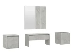Conjunto de muebles de pasillo de madera de ingeniería de hormigón gris
