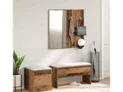 Conjunto de muebles de pasillo de madera vieja de ingeniería de madera