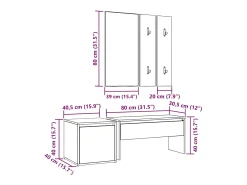 Conjunto de muebles de pasillo de madera vieja de ingeniería de madera