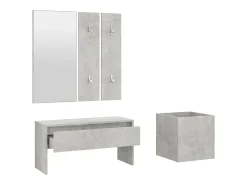 Conjunto de muebles de pasillo de madera de ingeniería de hormigón gris