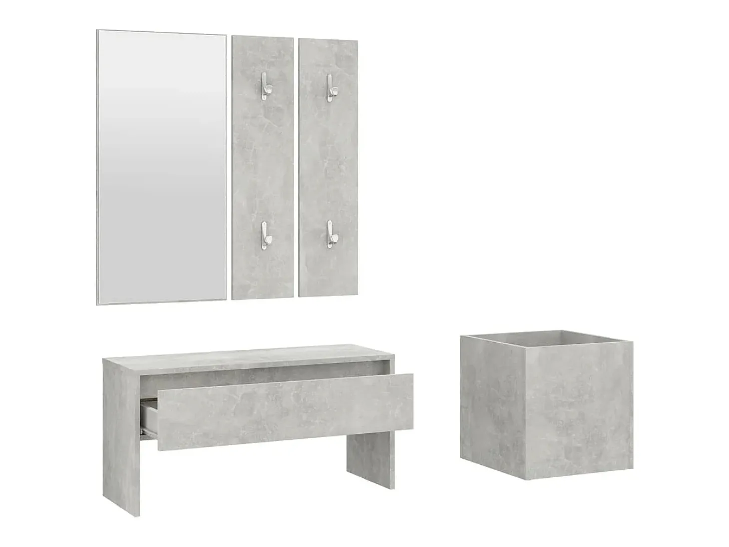 Conjunto de muebles de pasillo de madera de ingeniería de hormigón gris