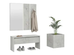 Conjunto de muebles de pasillo de madera de ingeniería de hormigón gris