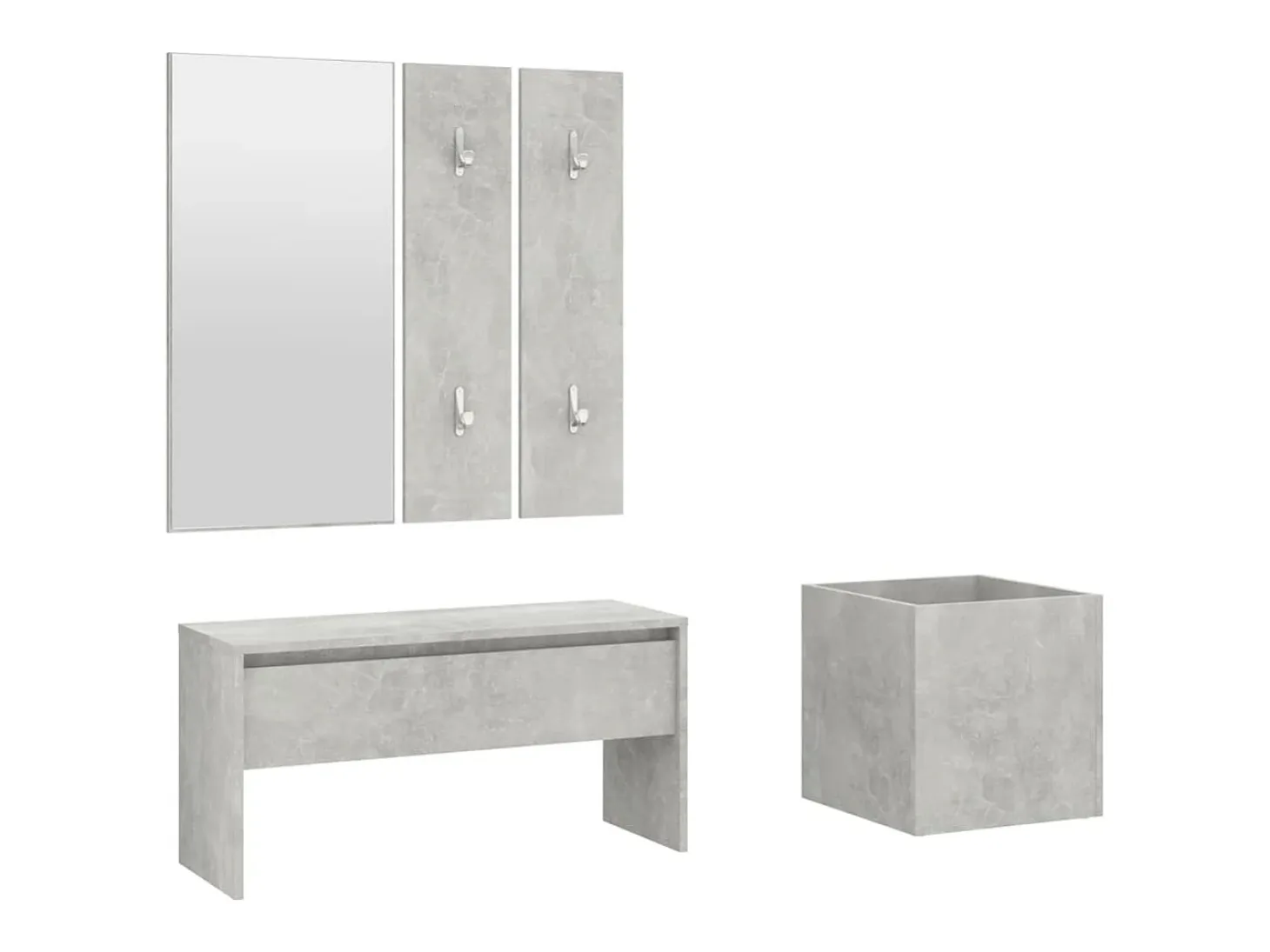 Conjunto de muebles de pasillo de madera de ingeniería de hormigón gris