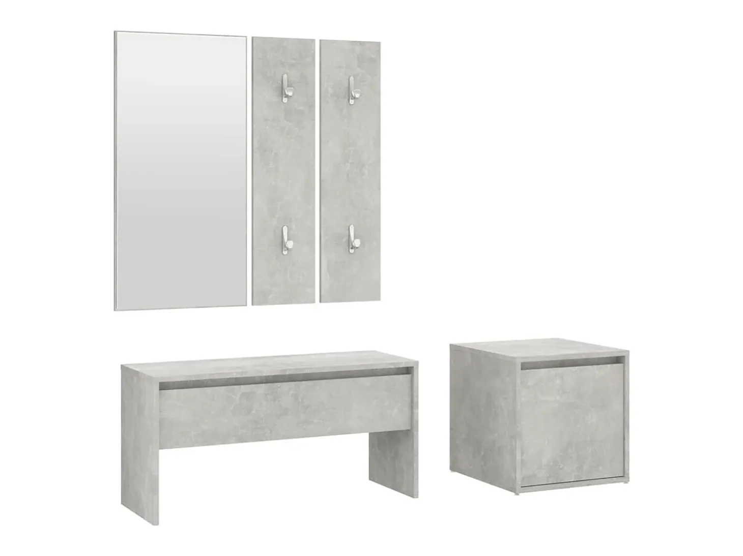 Conjunto de muebles de pasillo de madera de ingeniería de hormigón gris