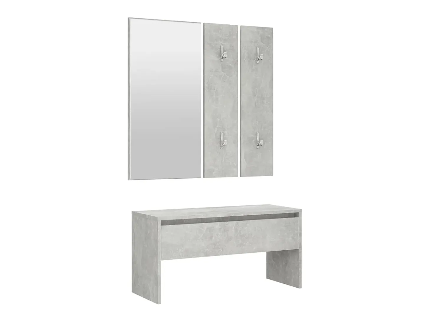Conjunto de muebles de pasillo de madera de ingeniería de hormigón gris