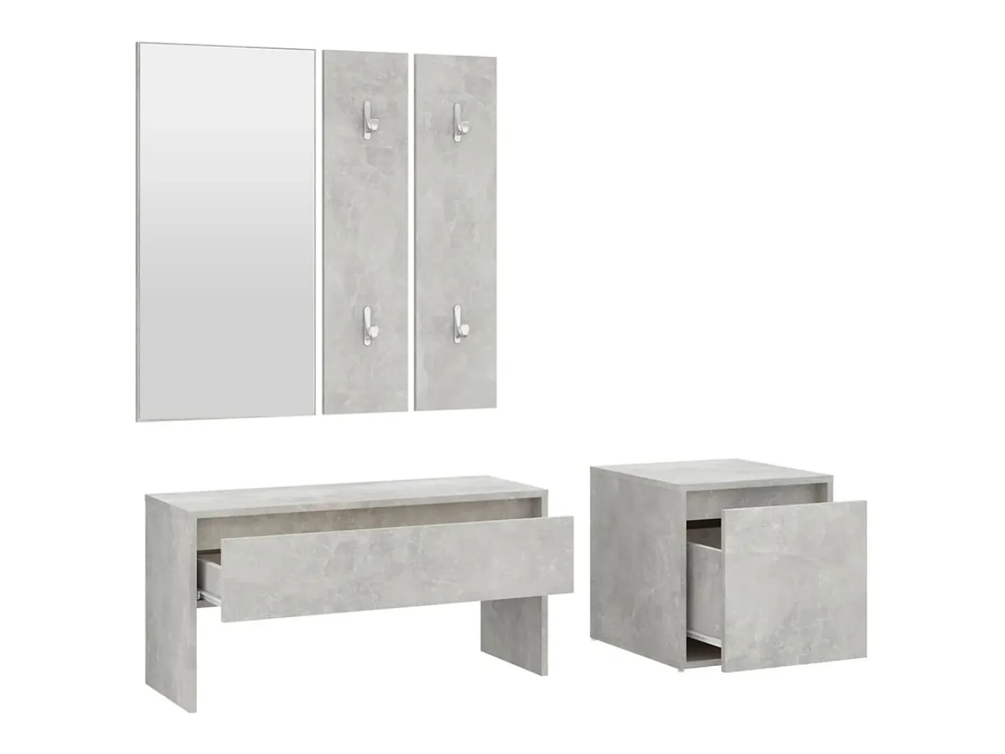 Conjunto de muebles de pasillo de madera de ingeniería de hormigón gris