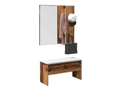 Conjunto de muebles de pasillo de madera vieja de ingeniería de madera
