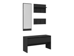 Conjunto de muebles de pasillo de 4 piezas de madera de ingeniería negra