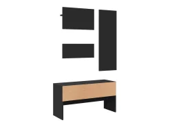 Conjunto de muebles de pasillo de 4 piezas de madera de ingeniería negra