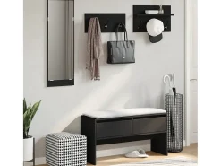 Conjunto de muebles de pasillo de 4 piezas de madera de ingeniería negra