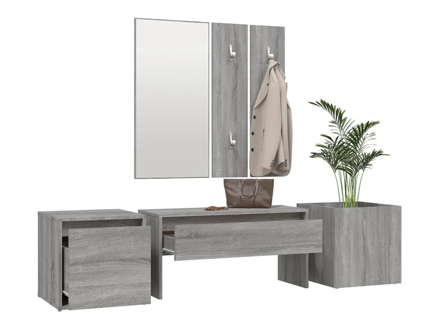 Conjunto de muebles de pasillo Sonoma Gray de madera de ingeniería