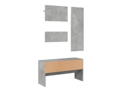 Conjunto de muebles de pasillo de 4 piezas de madera de ingeniería de hormigón gris