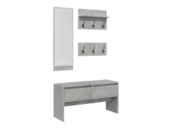 Conjunto de muebles de pasillo de 4 piezas de madera de ingeniería de hormigón gris