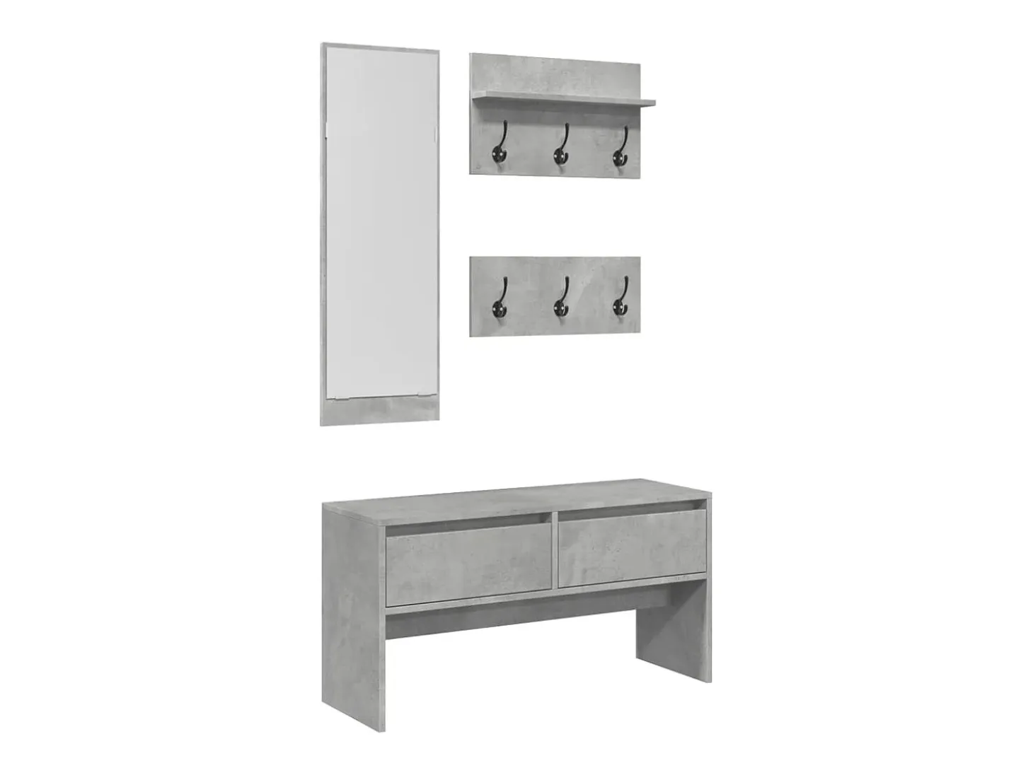 Conjunto de muebles de pasillo de 4 piezas de madera de ingeniería de hormigón gris