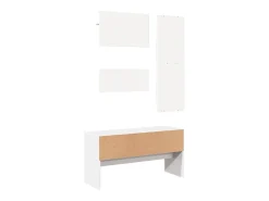 Conjunto de muebles de pasillo de 4 piezas de madera de ingeniería blanca
