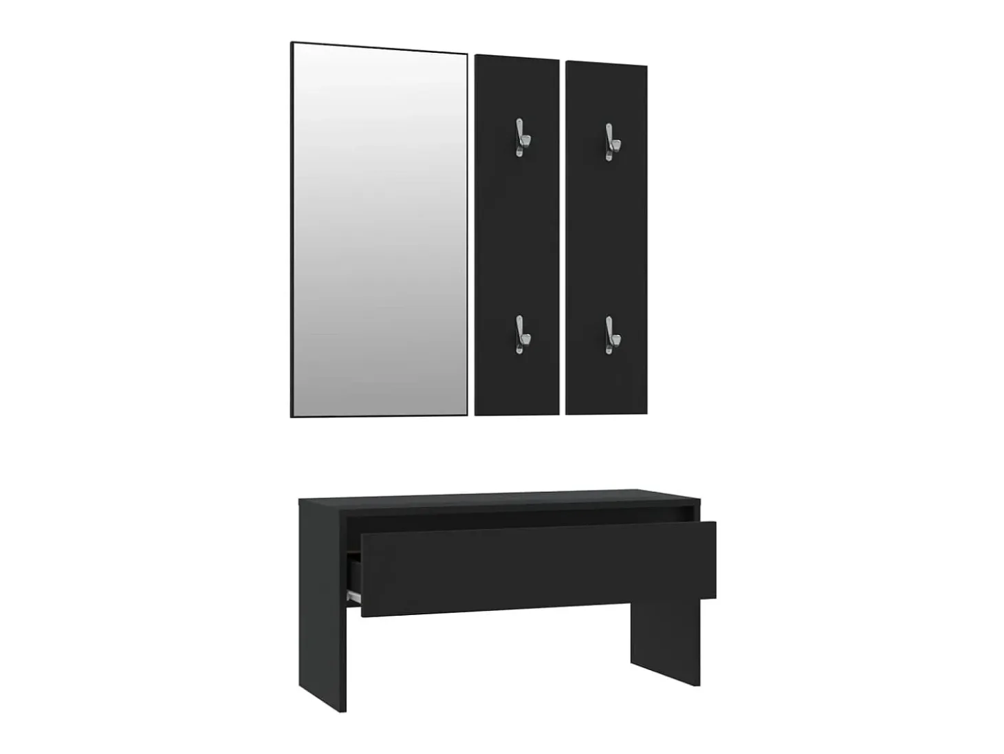Conjunto de muebles de pasillo de madera de ingeniería negra