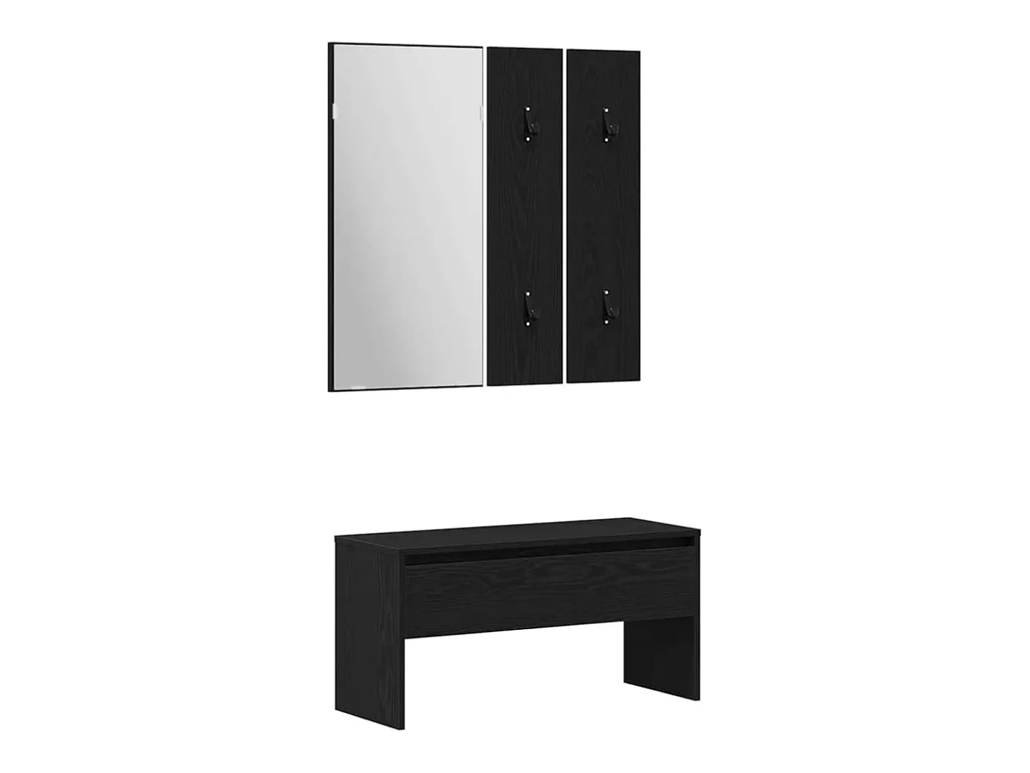 Conjunto de muebles de recibidor de 5 piezas en roble negro y plata