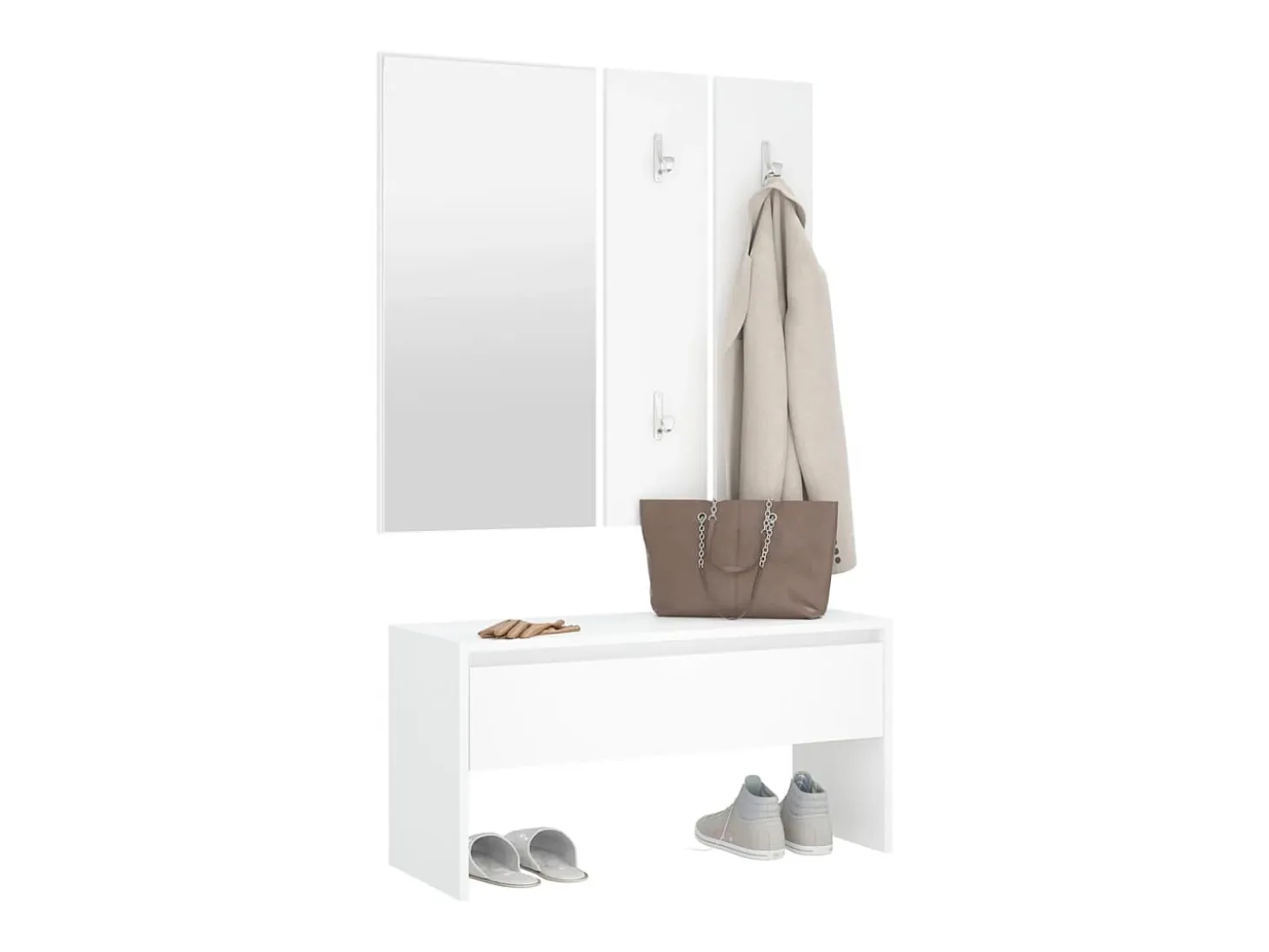 Conjunto de muebles de recibidor de madera de ingeniería blanca