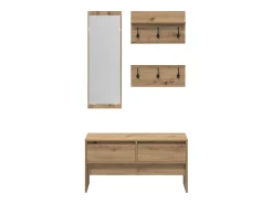 Conjunto de muebles de recibidor de 4 piezas en madera artesanal de roble