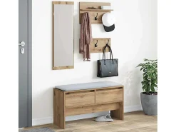 Conjunto de muebles de recibidor de 4 piezas en madera artesanal de roble