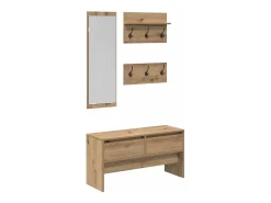 Conjunto de muebles de recibidor de 4 piezas en madera artesanal de roble