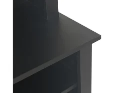 Conjunto de perchero con banco y estante, 3 ganchos para colgar, estantes abiertos, tablero de partículas, negro (Alto 190 x Ancho 120 x Fondo 40 cm)
